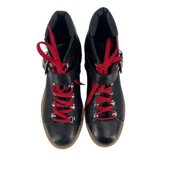 Marc Fisher Indre Hiker Boot with Red Laces Moto Lug Sole Winter Fit - Picture 7 of 13
